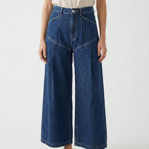 Pilcro Denim - Anthropologie Pilcro Jeans Wide Leg Trouser Blue Denim High Rise 30T